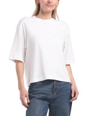 VINCE Pima Cotton Wide Sleeve Crop Tee